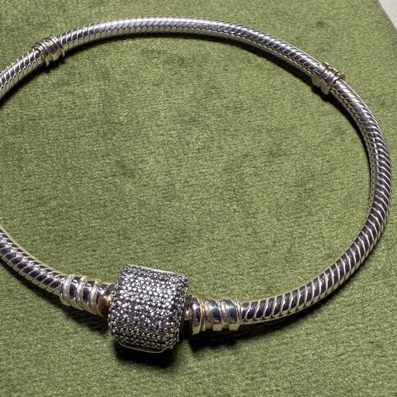 New PANDORA Sterling Silver Bracelet with CZ Slider Charm - Picture 5 of 16
